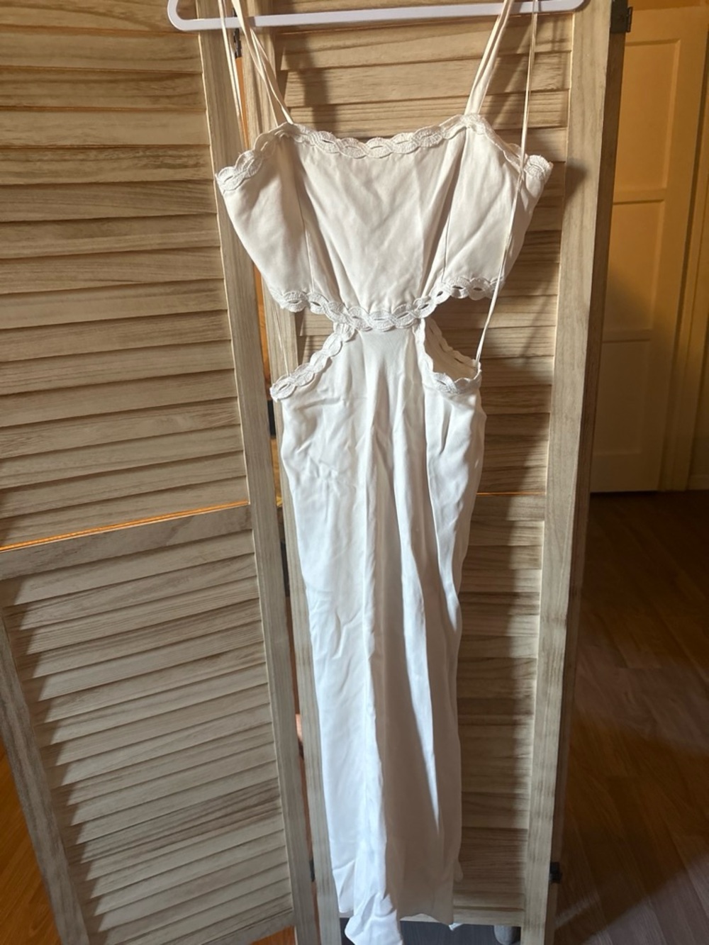 MNG Cream Lace-Trim Slip Dress